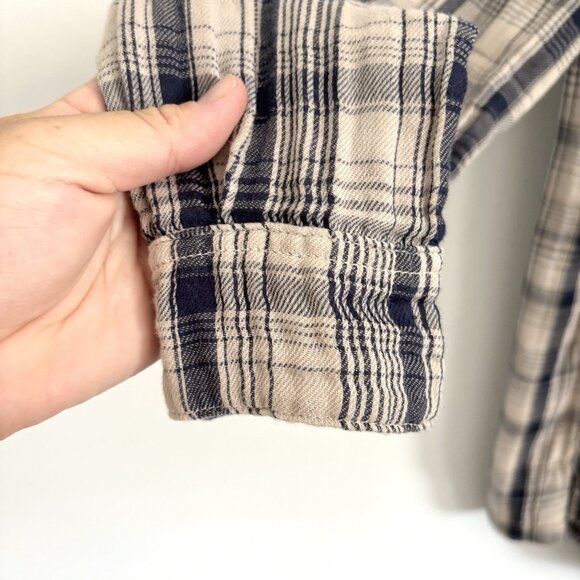 Free People x CP Shades Blue Cream Plaid Long Sleeve Button Down Tunic XS Shirt - Picture 7 of 10